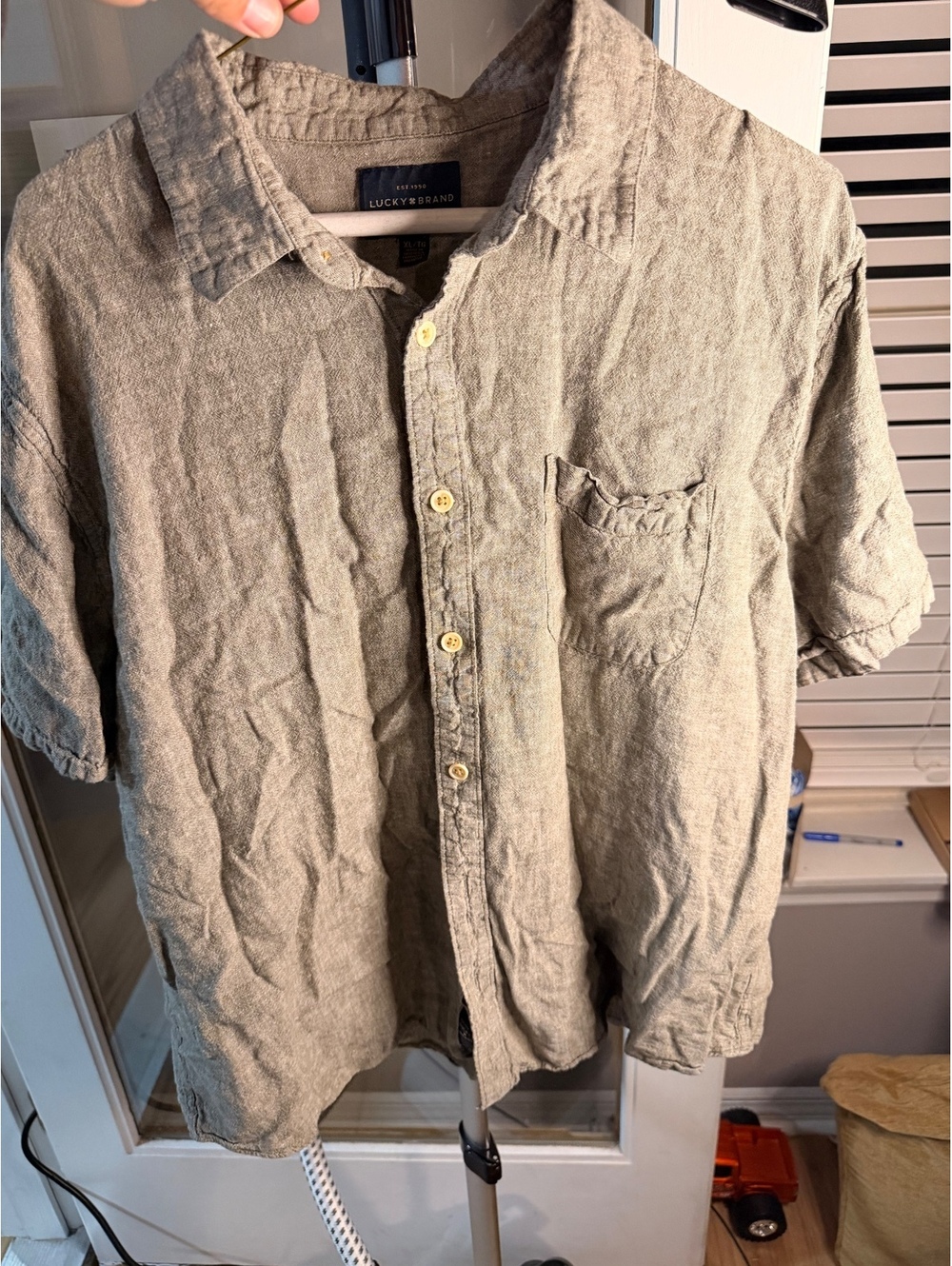 Lucky Brand Gray Short Sleeve Button Front Shirt